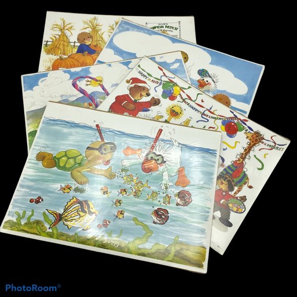 Lot Of 5 Vintage Suzys Zoo Prints Spafford Duckport Easter Christmas Summer Fall - Picture 1 of 6